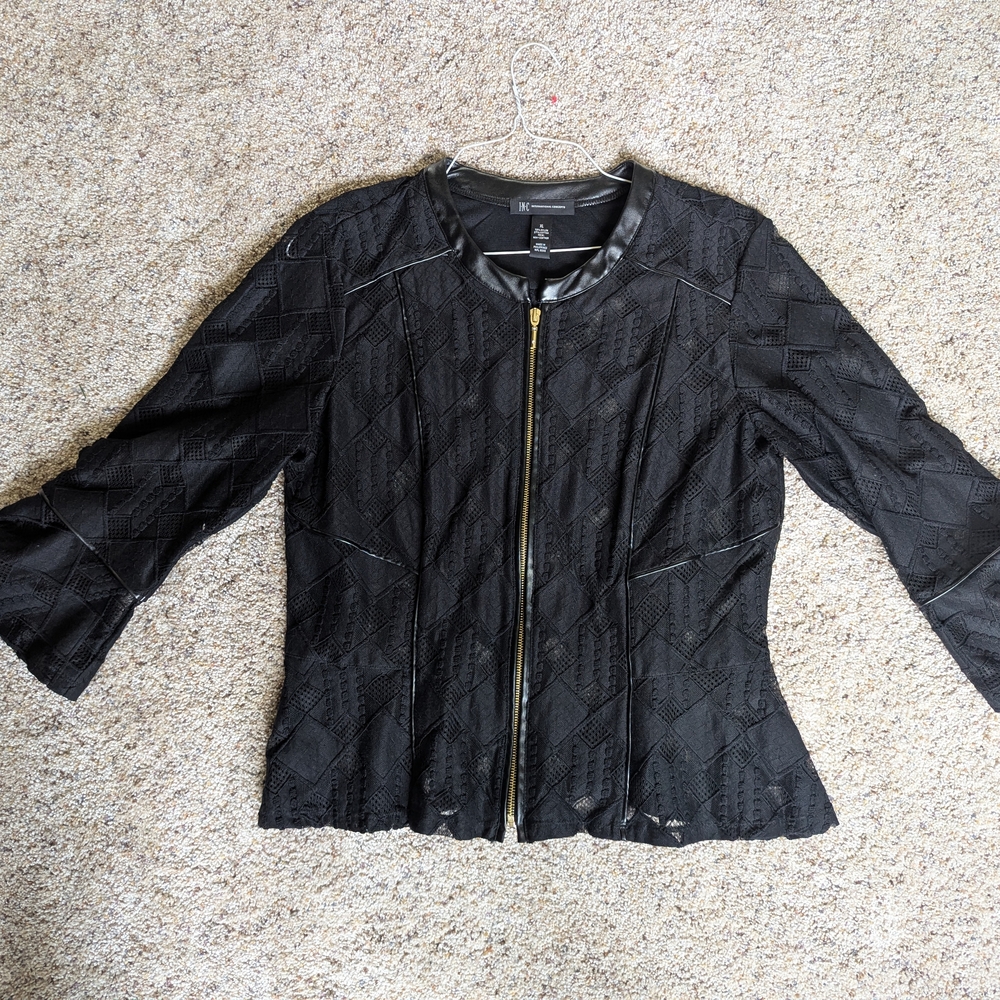 INC International Concepts Black Blazer with Peplum Waist